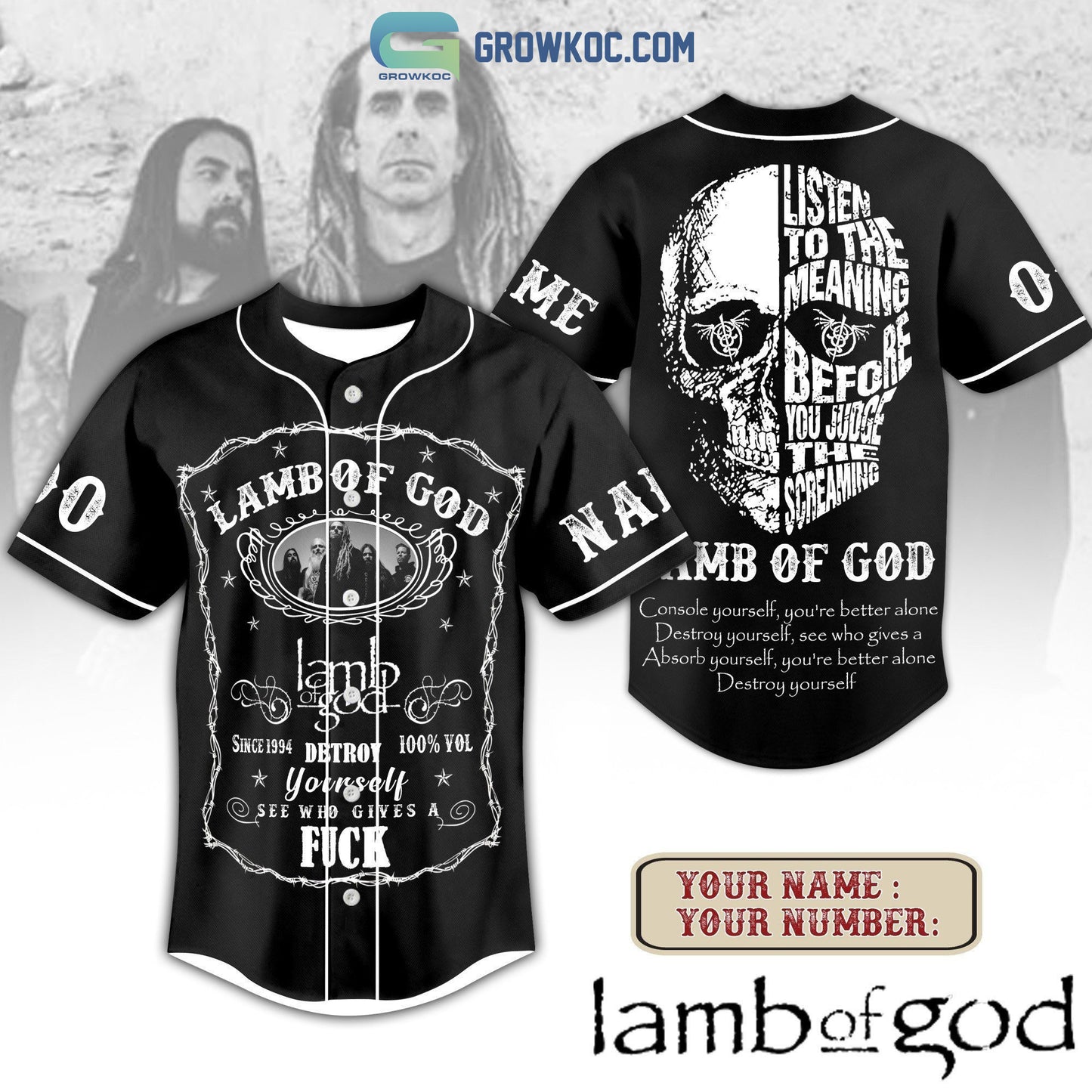 Lamb Of God Destroy Yourself Black Design Personalized Baseball Jersey