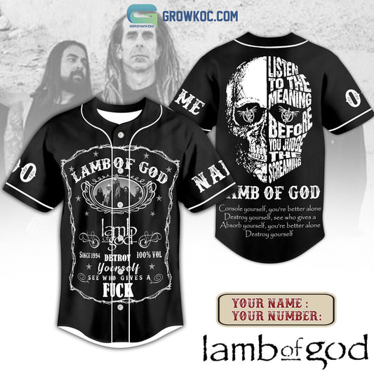 Lamb Of God Destroy Yourself Black Design Personalized Baseball Jersey