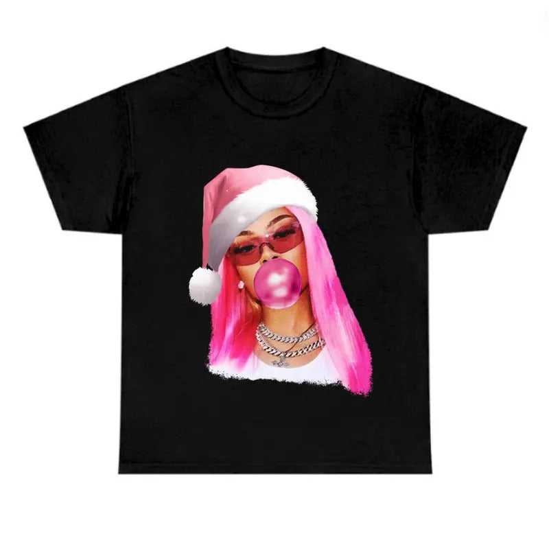 Lattoooo Pink Kitty BUBBLE GUM CHRISTMAS GRAPHIC T-SHIRT Cotton Fabric Hoodie, Sweatshirt | WearSparks.com