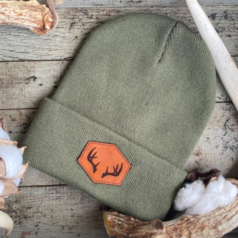 Leather Patch Beanie, Hunting beanie, Buck beanie, whitetail deer beanie, Leather patch Hunting Beanie T-Shirts, Hoodie,...