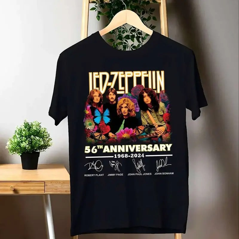 Led Zeppelin 56th Anniversary 1968-2024Thank You For The Memories T-Shirt S-3XL Menswear Top Hoodie, Sweatshirt