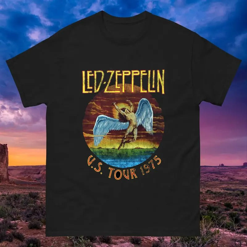 Led Zeppelin Unisex Shirt Vintage Rock Band Led Zeppelin USA Tour 1975 T-Shirt Menswear Top Hoodie, Sweatshirt