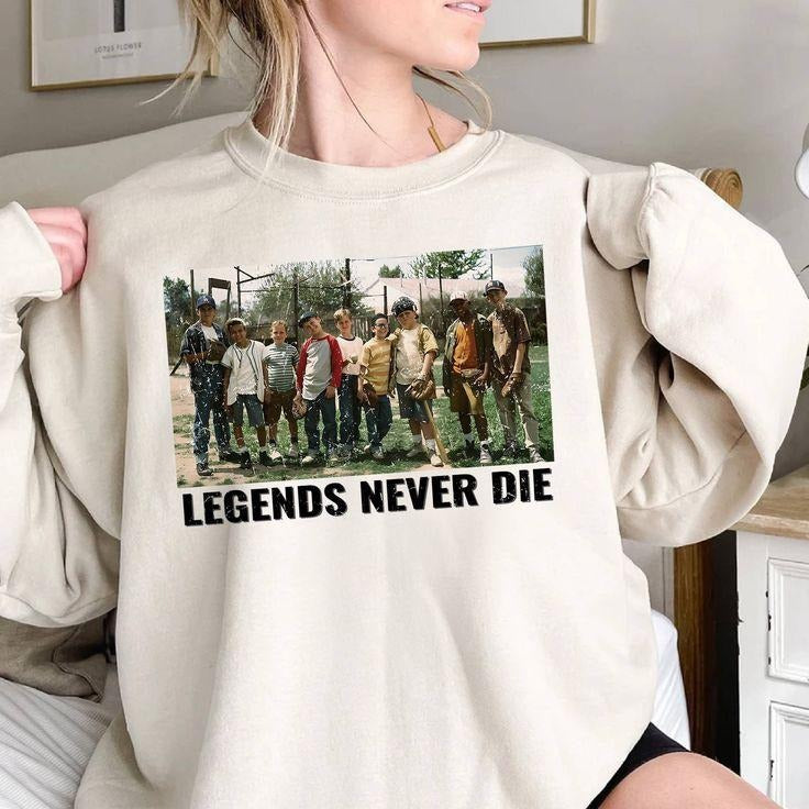 Legends Never Die Sweatshirt, Retro Baseball Movie Tribute Graphic T-Shirts, Hoodie | WearSparks.com