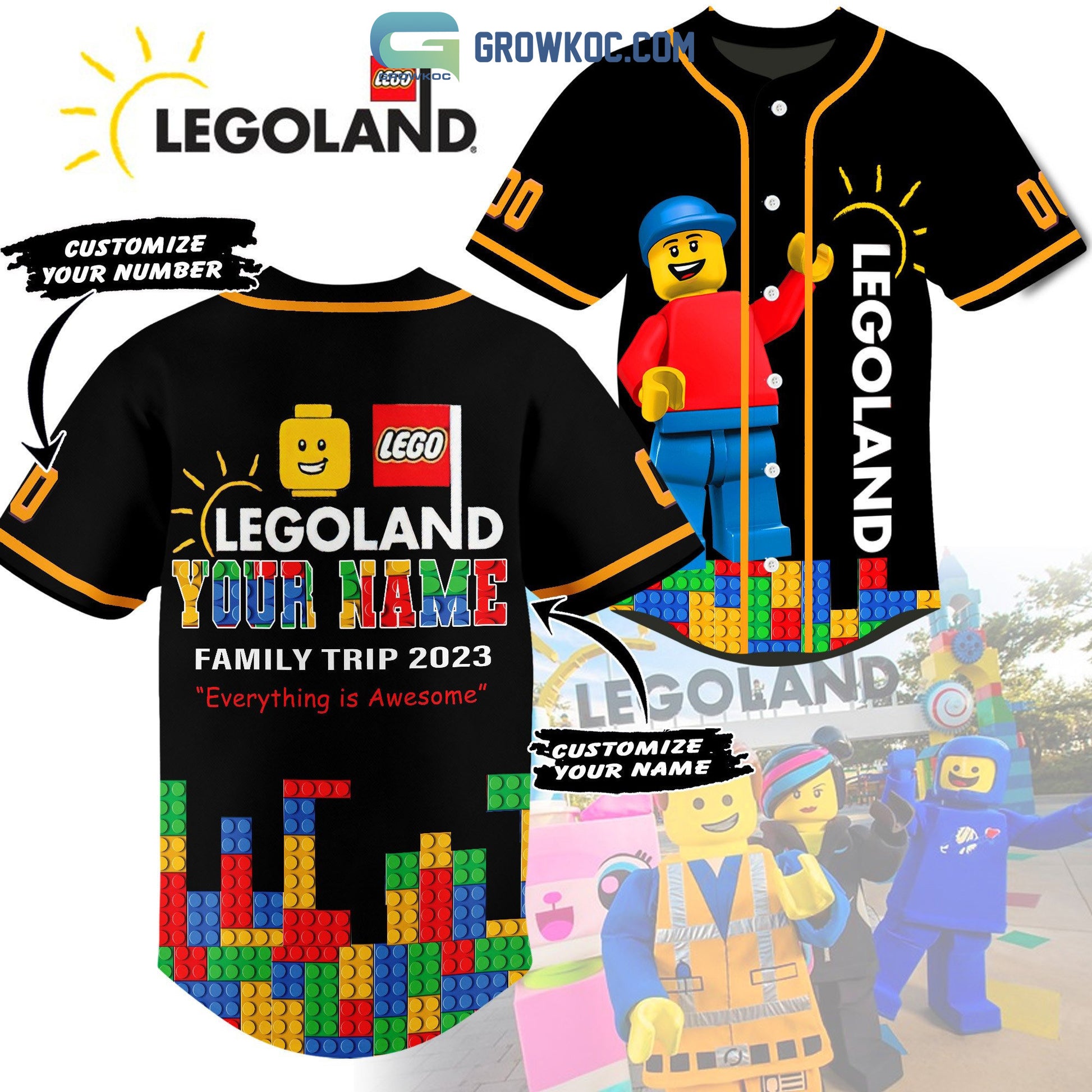 Legoland Family Trip 2023 Everything Is Awesome Personalized Baseball Jersey