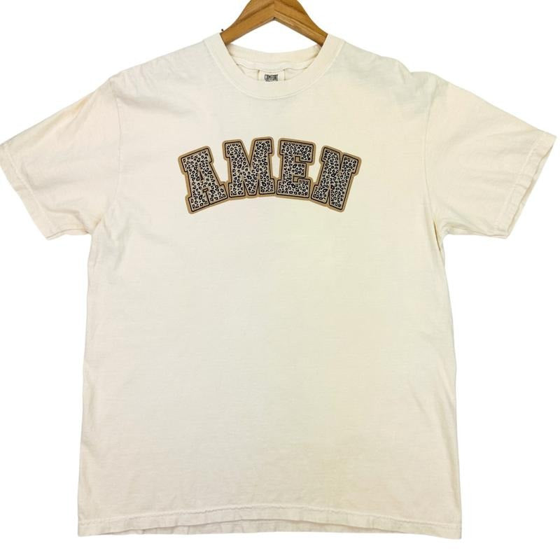 Leopard AMEN Chenille Patch Comfort Colors T-Shirt Hoodie, Sweatshirt | WearSparks.com