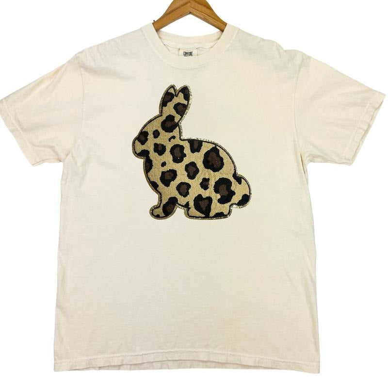 Leopard Bunny Chenille Patch Comfort Colors T-Shirt Hoodie, Sweatshirt | WearSparks.com