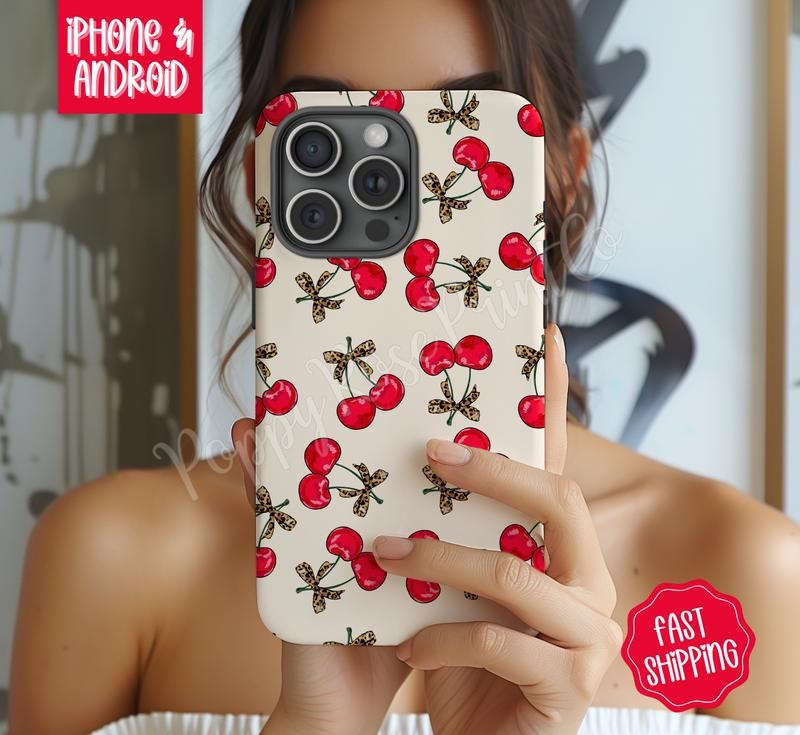 Leopard Cherry Phone Case Mag Safe Compatible Magnetic Tough Cases T-Shirts, Hoodie, Sweatshirt | WearSparks.com