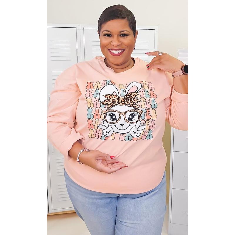 Leopard Happy Easter Bunny Adult Boyfriend Long Sleeve T-Shirt Hoodie, Sweatshirt | WearSparks.com