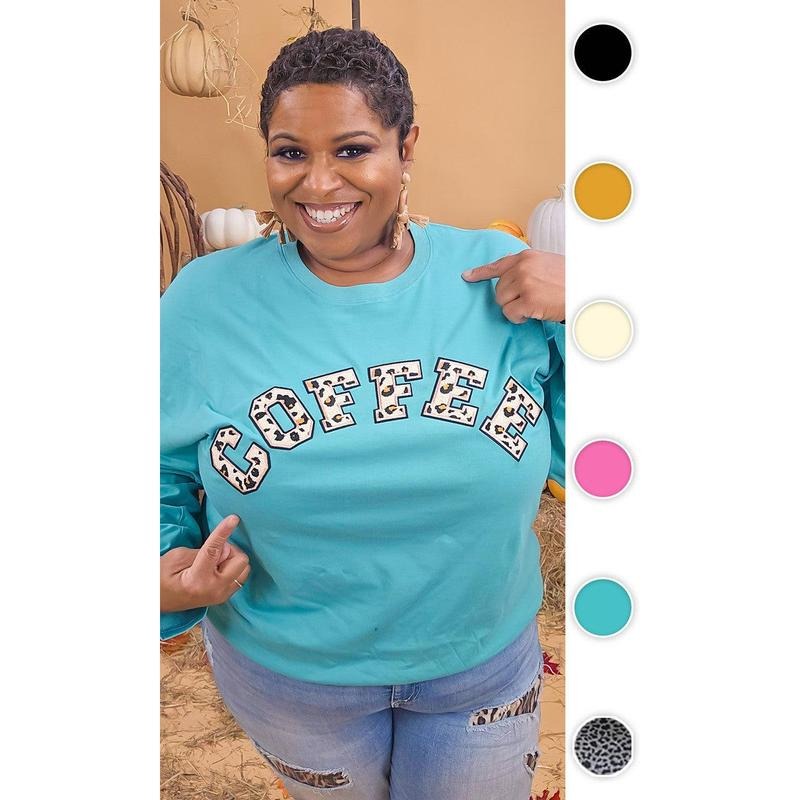 Leopard Ideal Chenille Coffee Graphic Boyfriend Long Sleeve T-Shirt Hoodie, Sweatshirt | WearSparks.com