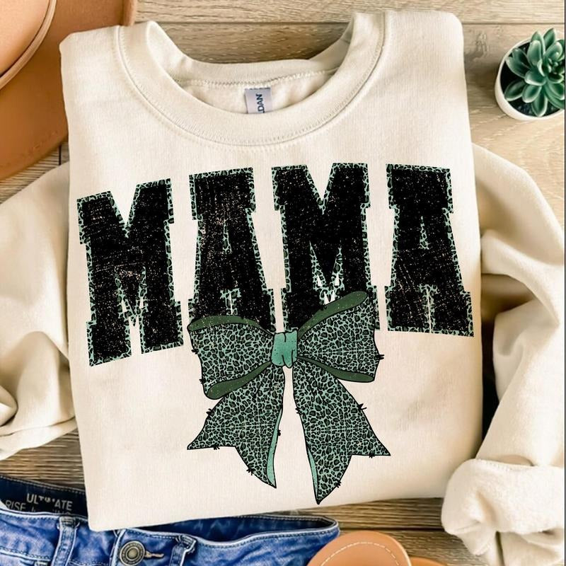 Leopard Mama St. Patricks Day Shirt, Retro Green Mama Shirt, St. Patricks Bow Shirt, Mama Lucky Shirt, St. Patricks Day...