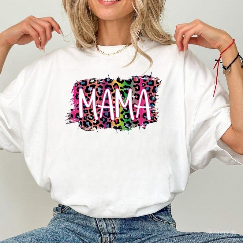 Leopard Rainbow Mama Shirt, Leopard Rainbow Mini Shirt, Mama Mini Matching Shirt, Blessed Mama Shirt, Mom Life Shirt,...
