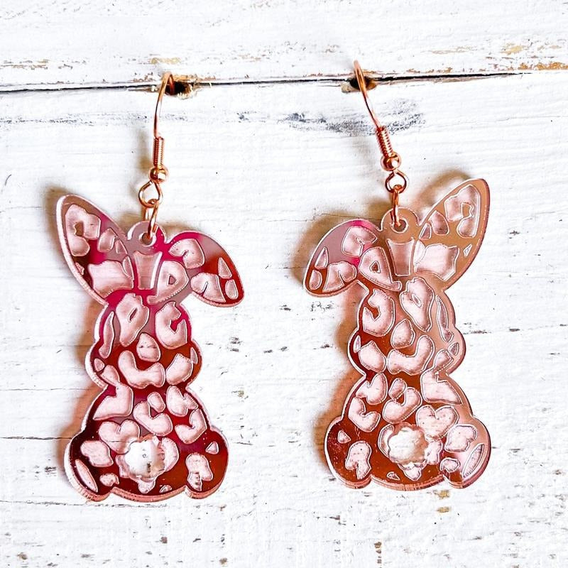 Leopard Rose Gold Bunny Earrings T-Shirts, Hoodie, Sweatshirt | WearSparks.com