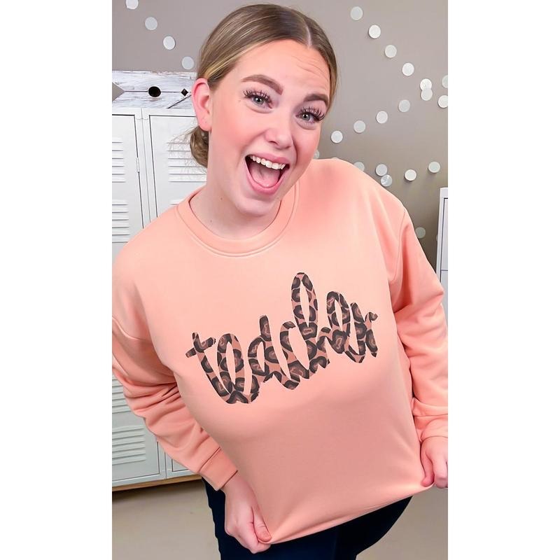 Leopard Script Teacher Graphic Sweatshirt T-Shirts, Hoodie | WearSparks.com