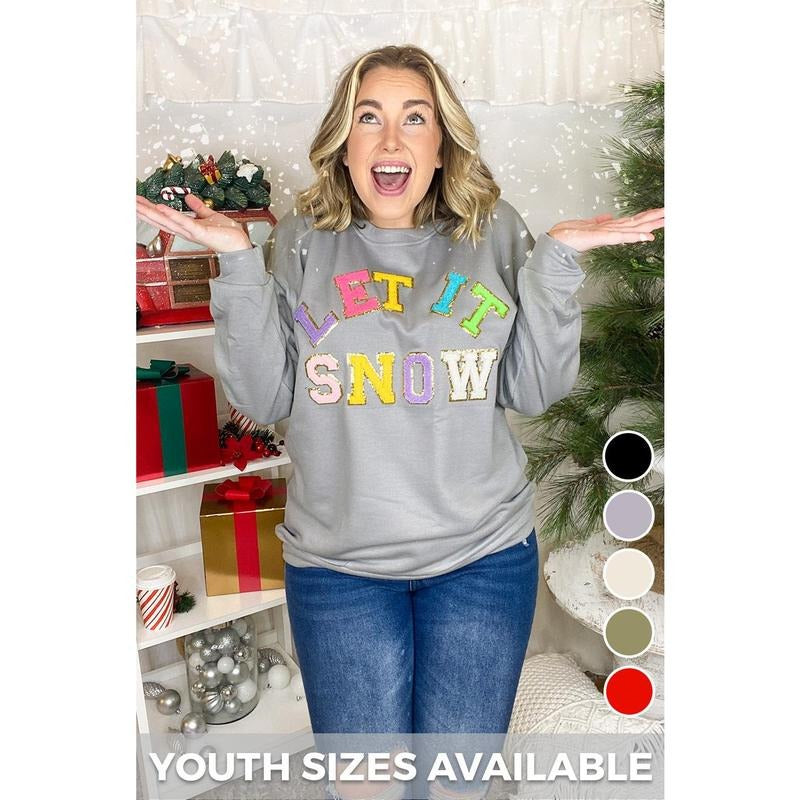 Let it Snow Chenille Sweatshirt T-Shirts, Hoodie | WearSparks.com