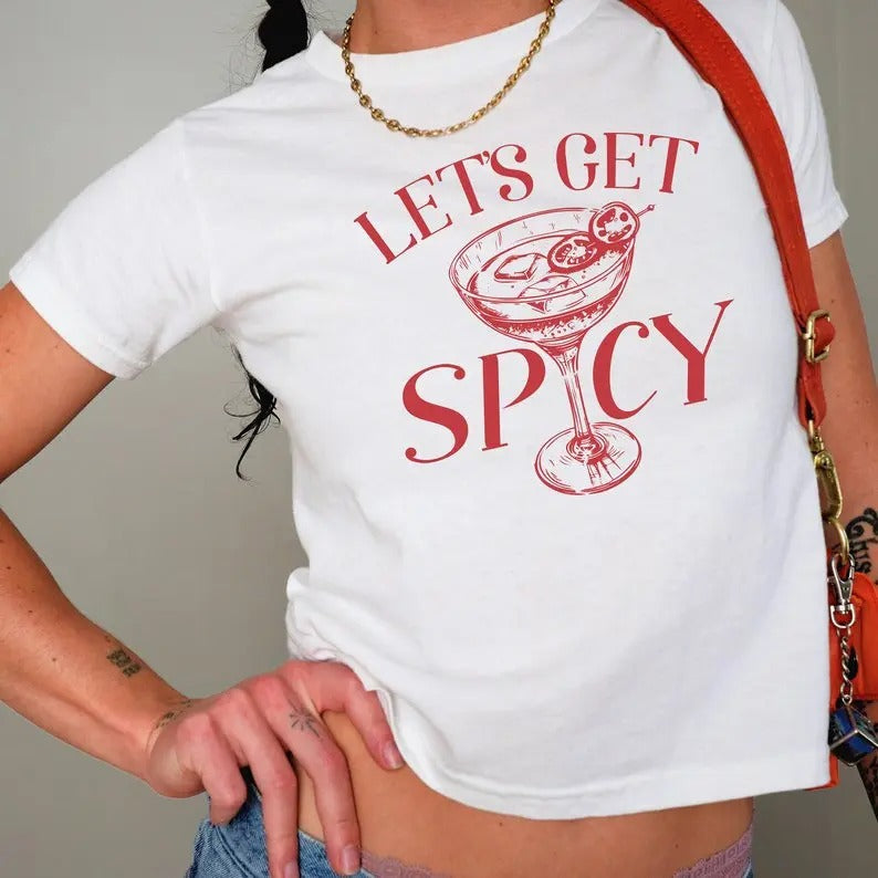 Let's Get Spicy Baby Tee, Spicy Margarita Cocktail Club, Marg Lover Gift, Ironic Baby Tee Cotton Streetwear Hoodie,...