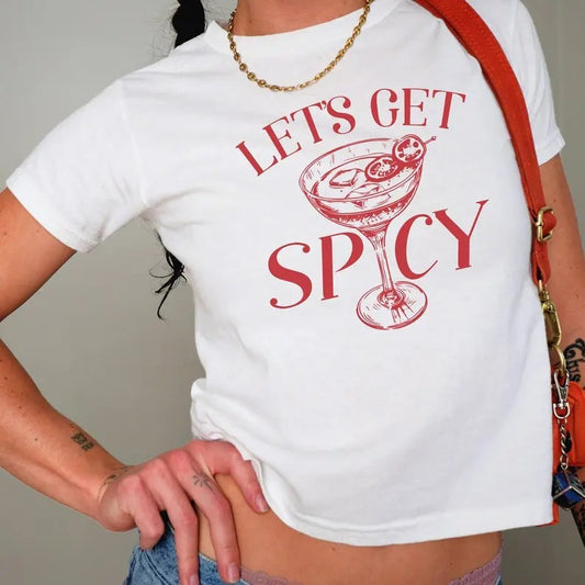 Let's Get Spicy Baby Tee, Spicy Margarita Cocktail Club, Marg Lover Gift, Ironic Baby Tee Cotton Streetwear Hoodie,...