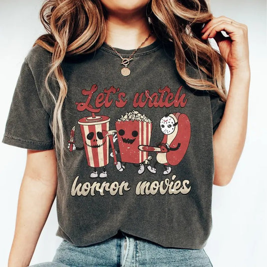 Let's Watch Horror Movies Shirt, Horror Movies Tee, Scary Movie Shirt, Horror Shirt, Halloween Shirt, Halloween Gifts,...