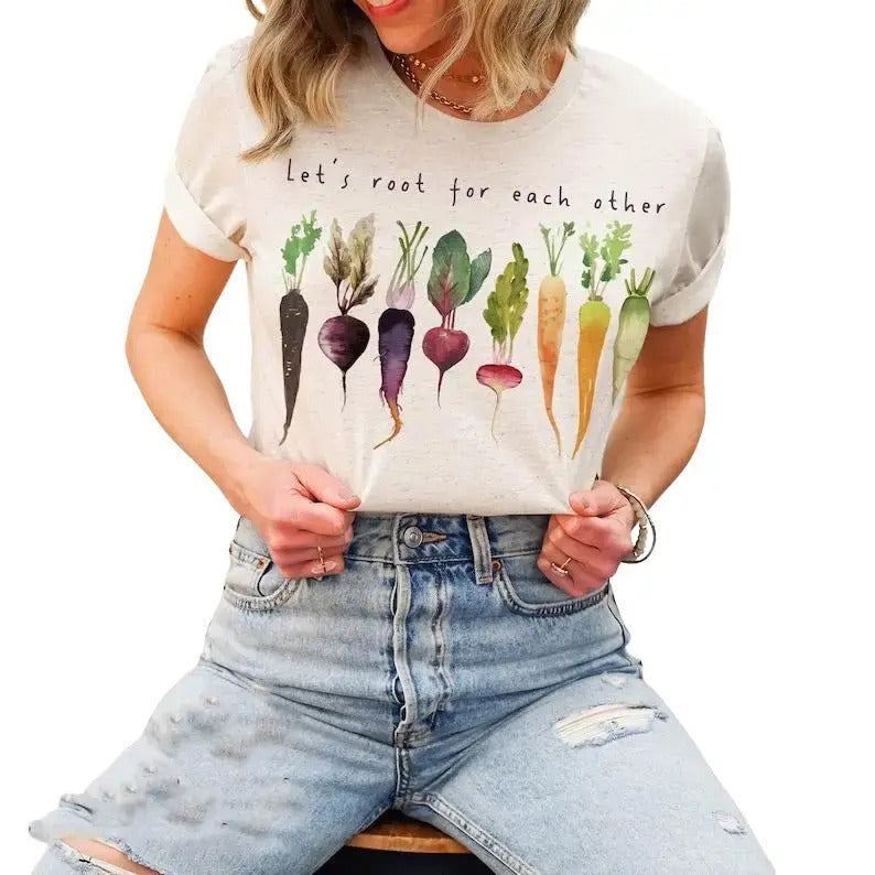 Let's root for each other and watch each other grow T-shirt, Gardening Vegetable Green Thumb Tshirt Streetwear Casual...