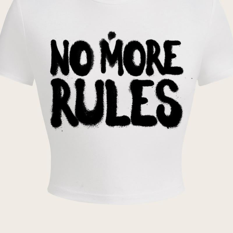 Letter Graphic Print Crop Tee Shirt Top Crewneck Slim Fitted Short Sleeve T-Shirt slim-fitting raglan sleeve Hoodie,...