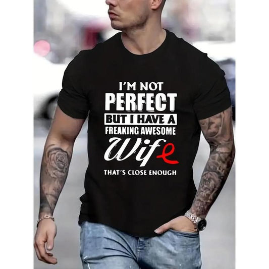 Letter printed T-shirt men's casual style summer and autumn slightly elastic round neck T-shirt Made in USAstyle{n002}2...
