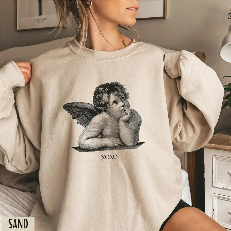 Light Academia Clothing, Valentines Day Sweatshirt, Hoodie, T-Shirt, Cherub Angel Shirt, XOXO Sweatshirt, Dark Academia,...