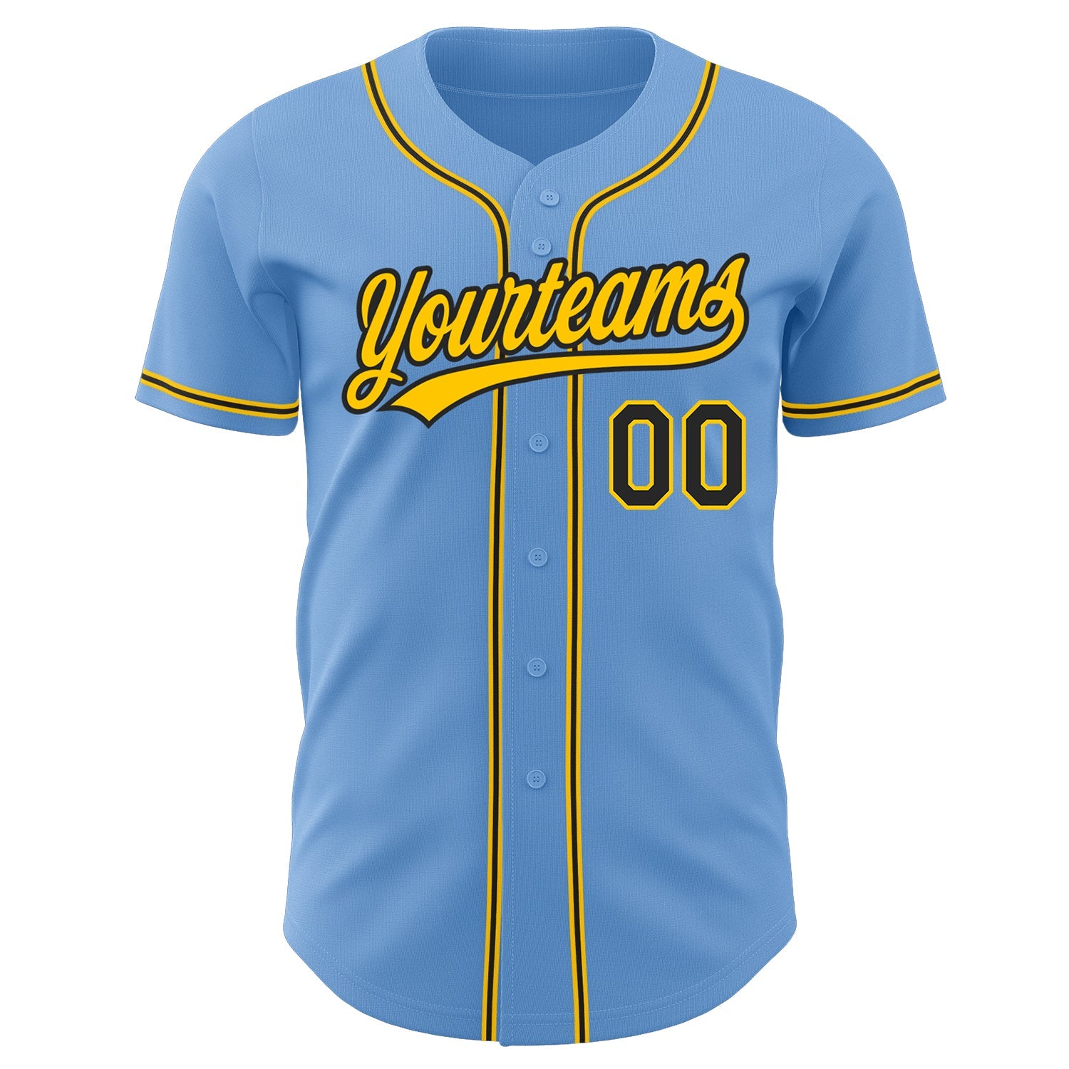 Custom Light Blue Black-Gold Authentic Baseball Jersey T-Shirts, Hoodie, Sweatshirt | WearSparks.com (Image 2)