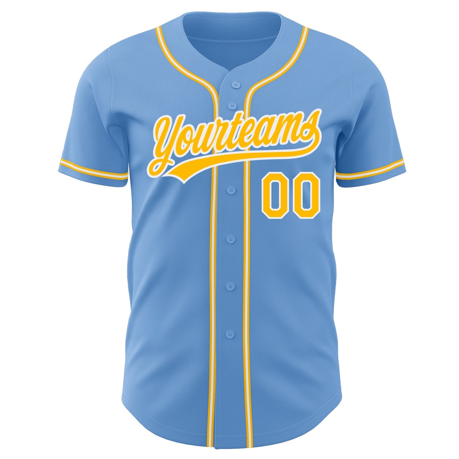 Custom Light Blue Gold-White Authentic Baseball Jersey T-Shirts, Hoodie, Sweatshirt | WearSparks.com (Image 2)