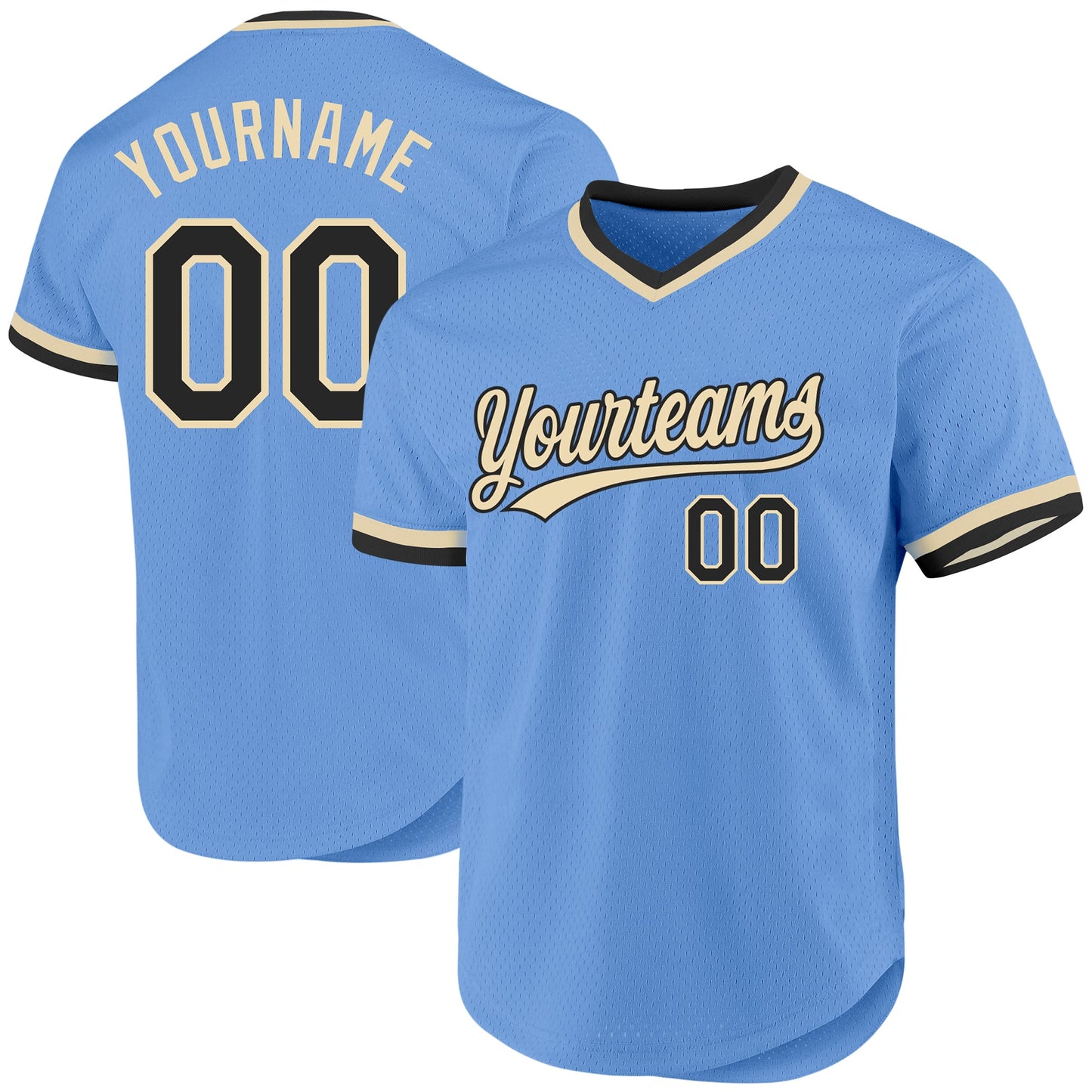 Custom Light Blue Black-Cream Authentic Throwback Baseball Jersey T-Shirts, Hoodie, Sweatshirt | WearSparks.com (Image 1)