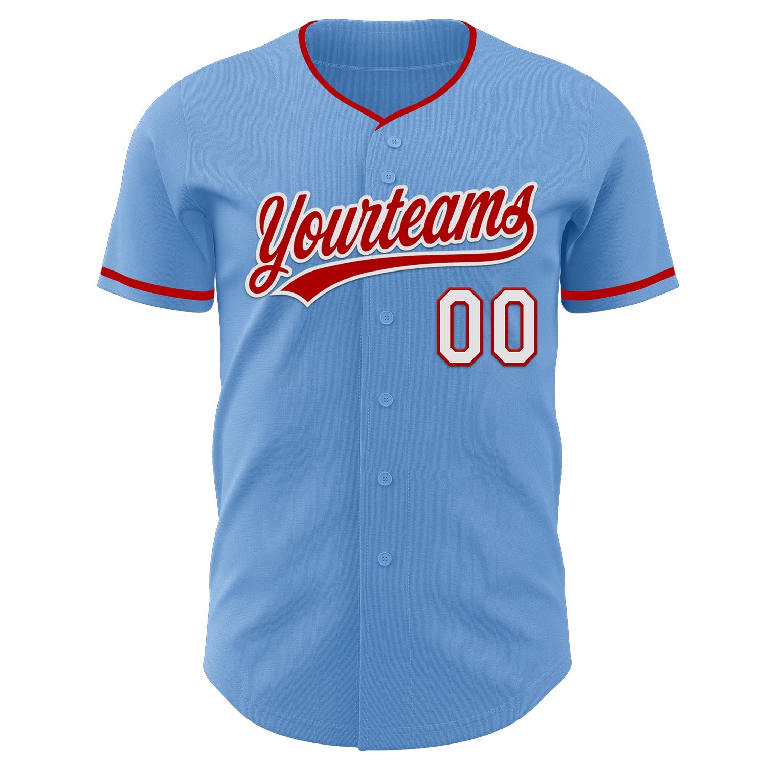 Custom Light Blue Red-White Authentic Baseball Jersey