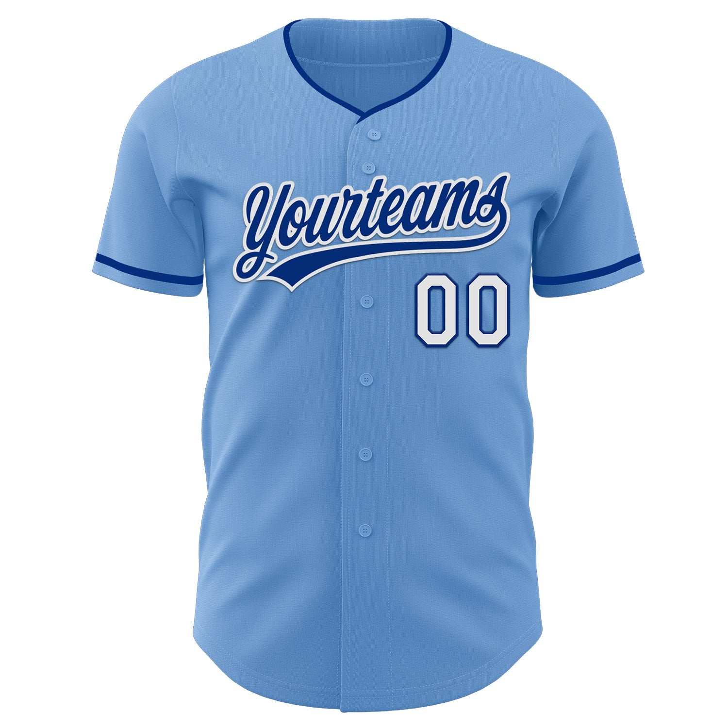 Custom Light Blue Royal-White Authentic Baseball Jersey