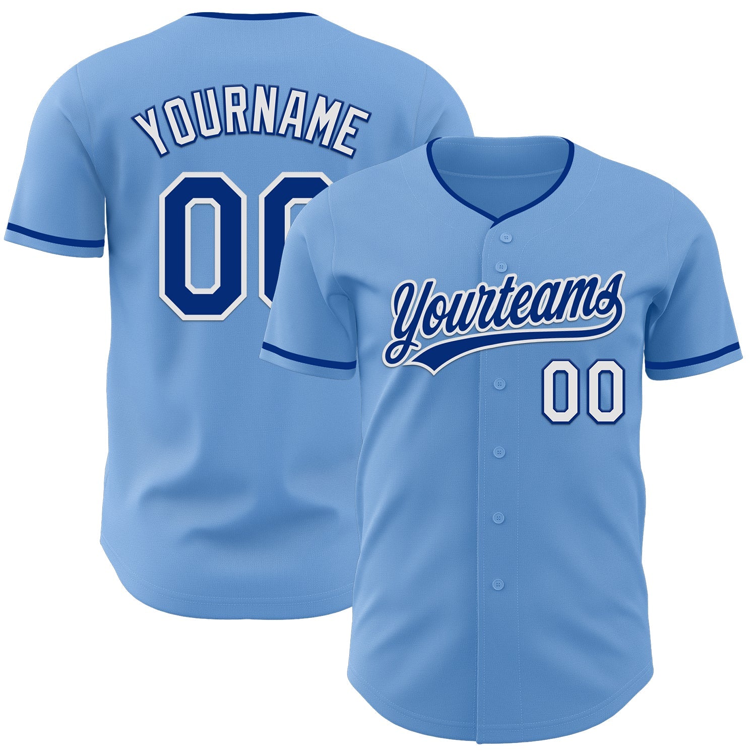 Custom Light Blue Royal-White Authentic Baseball Jersey