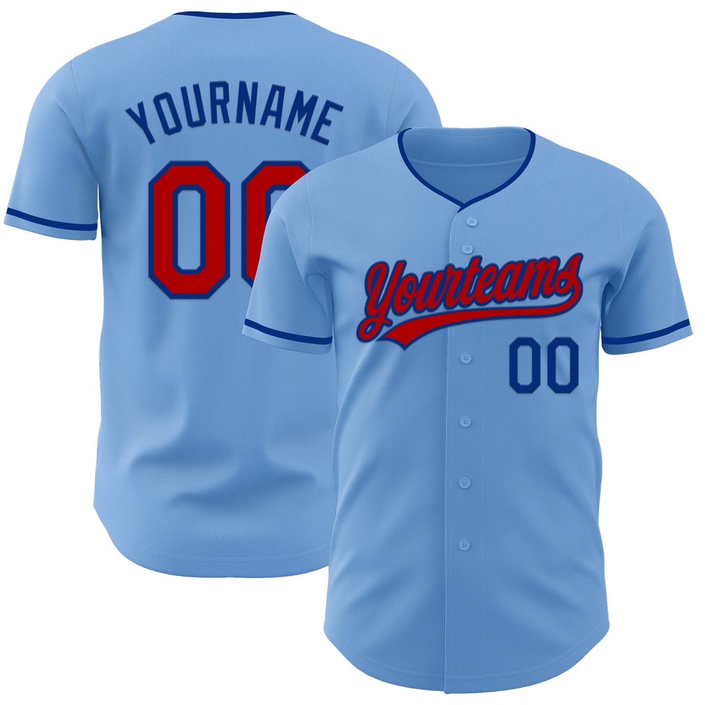 Custom Light Blue Red-Royal Authentic Baseball Jersey