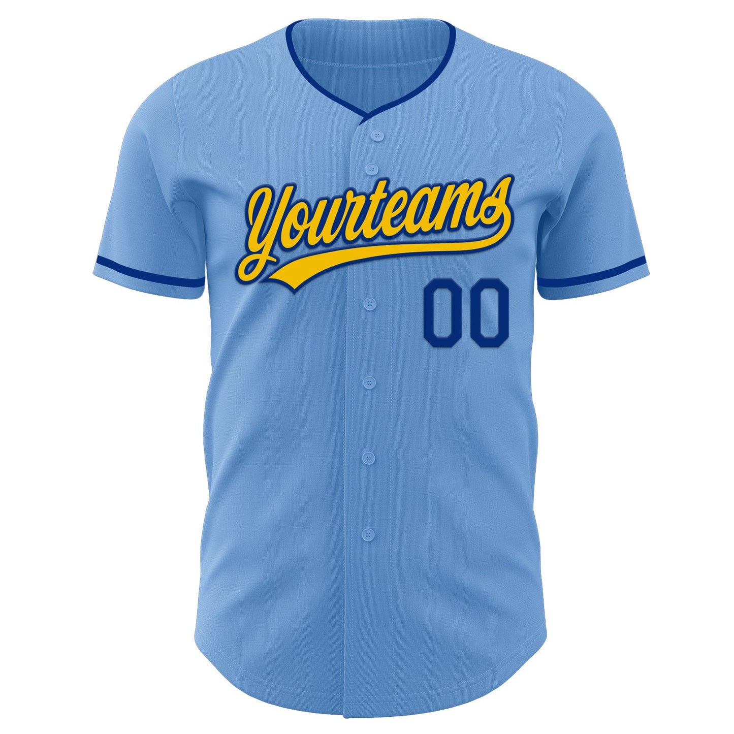 Custom Light Blue Yellow-Royal Authentic Baseball Jersey
