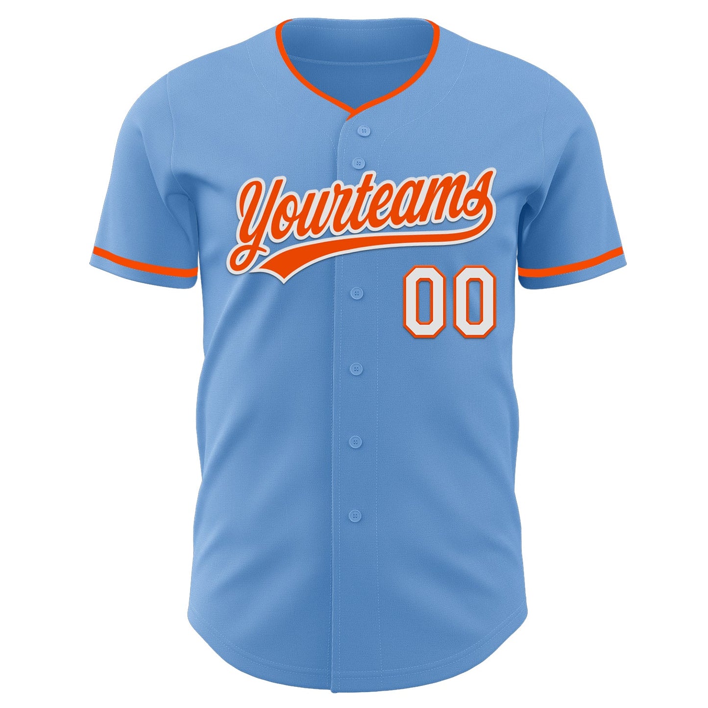 Custom Light Blue Orange-White Authentic Baseball Jersey
