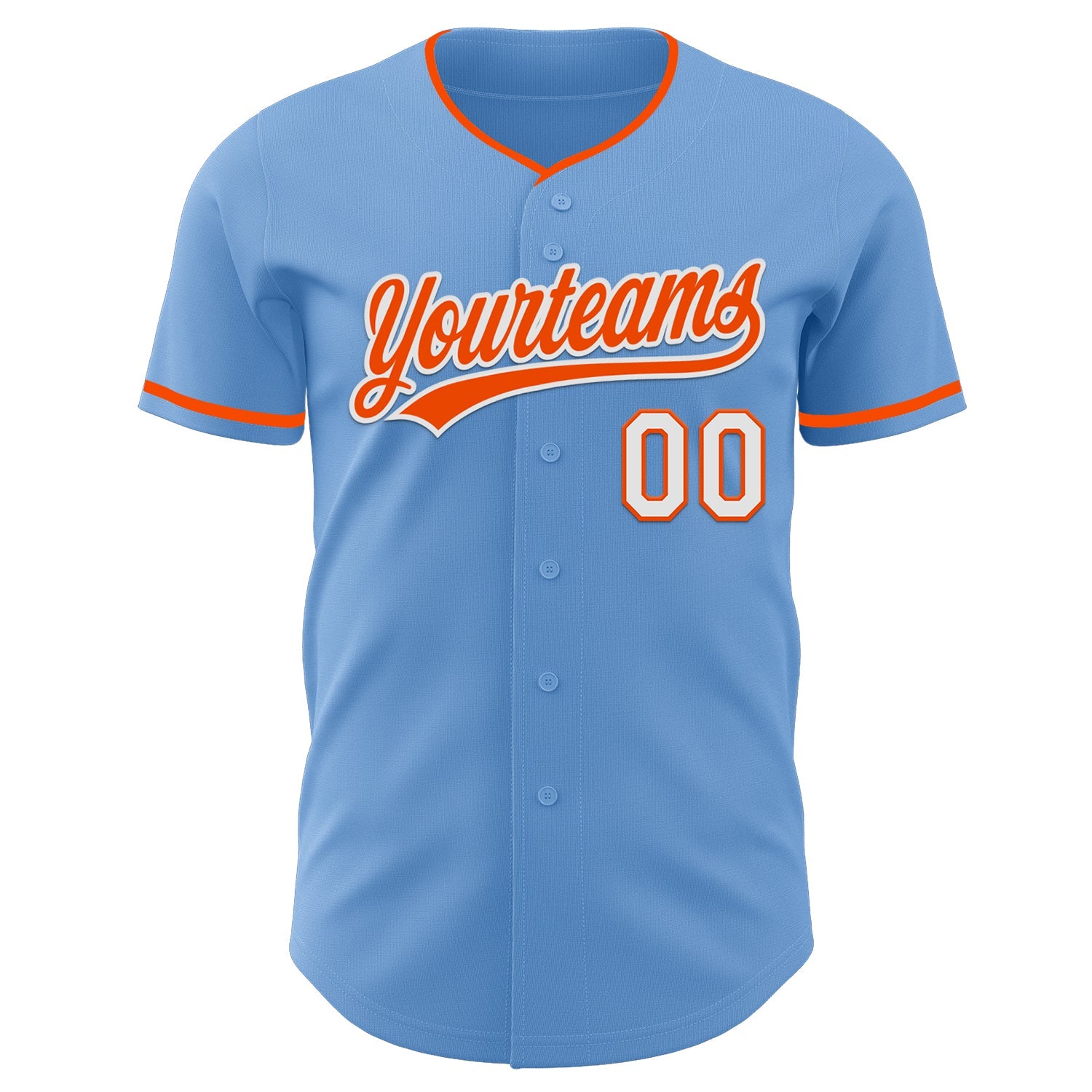 Custom Light Blue Orange-White Authentic Baseball Jersey