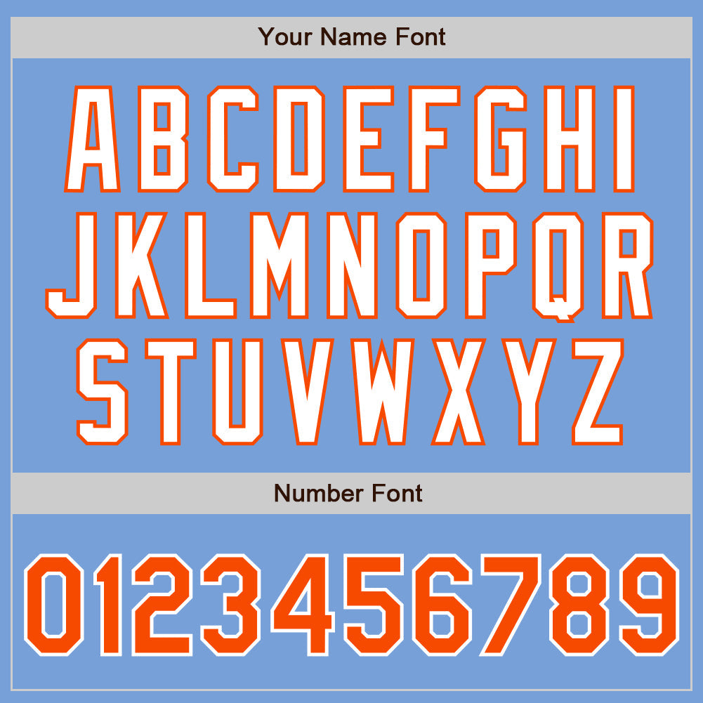 Custom Light Blue Orange-White Authentic Baseball Jersey