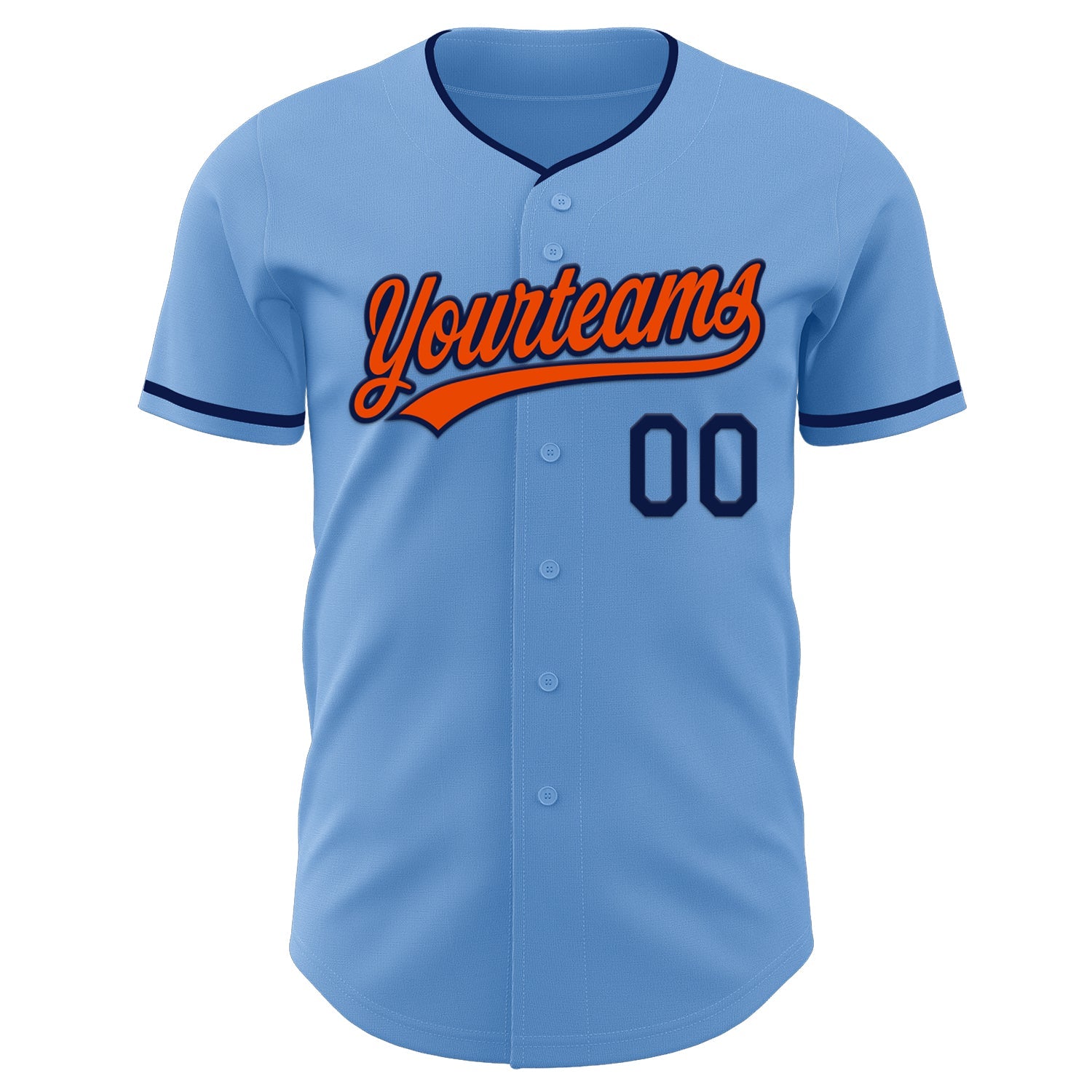 Custom Light Blue Orange-Navy Authentic Baseball Jersey