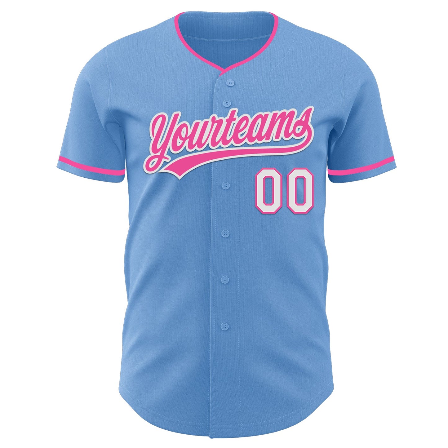 Custom Light Blue Pink-White Authentic Baseball Jersey