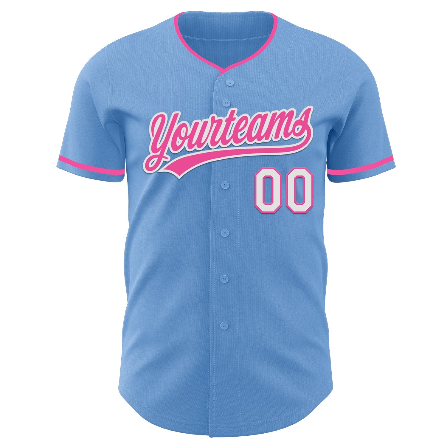 Custom Light Blue Pink-White Authentic Baseball Jersey