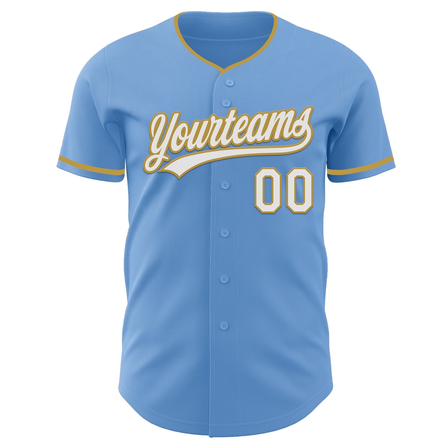 Custom Light Blue White-Old Gold Authentic Baseball Jersey