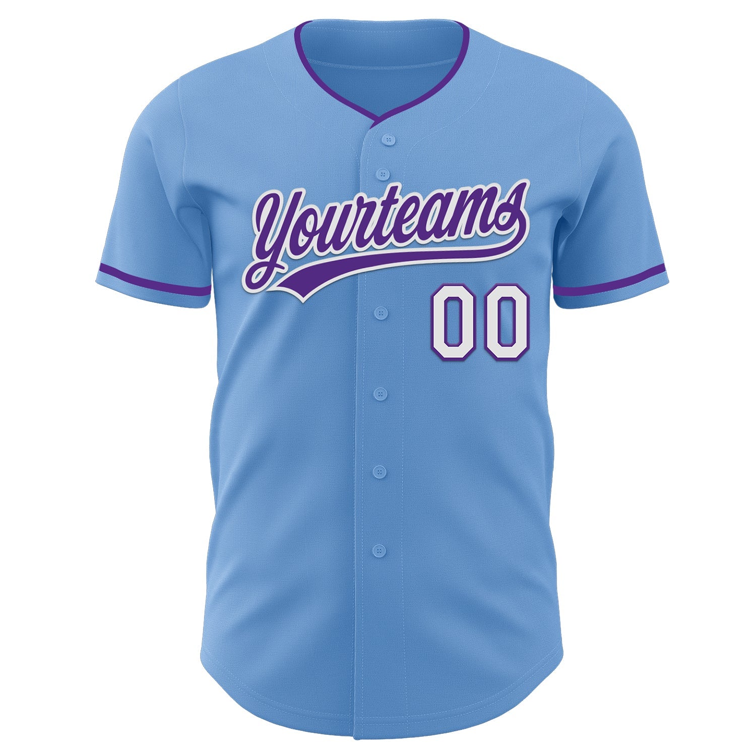 Custom Light Blue Purple-White Authentic Baseball Jersey