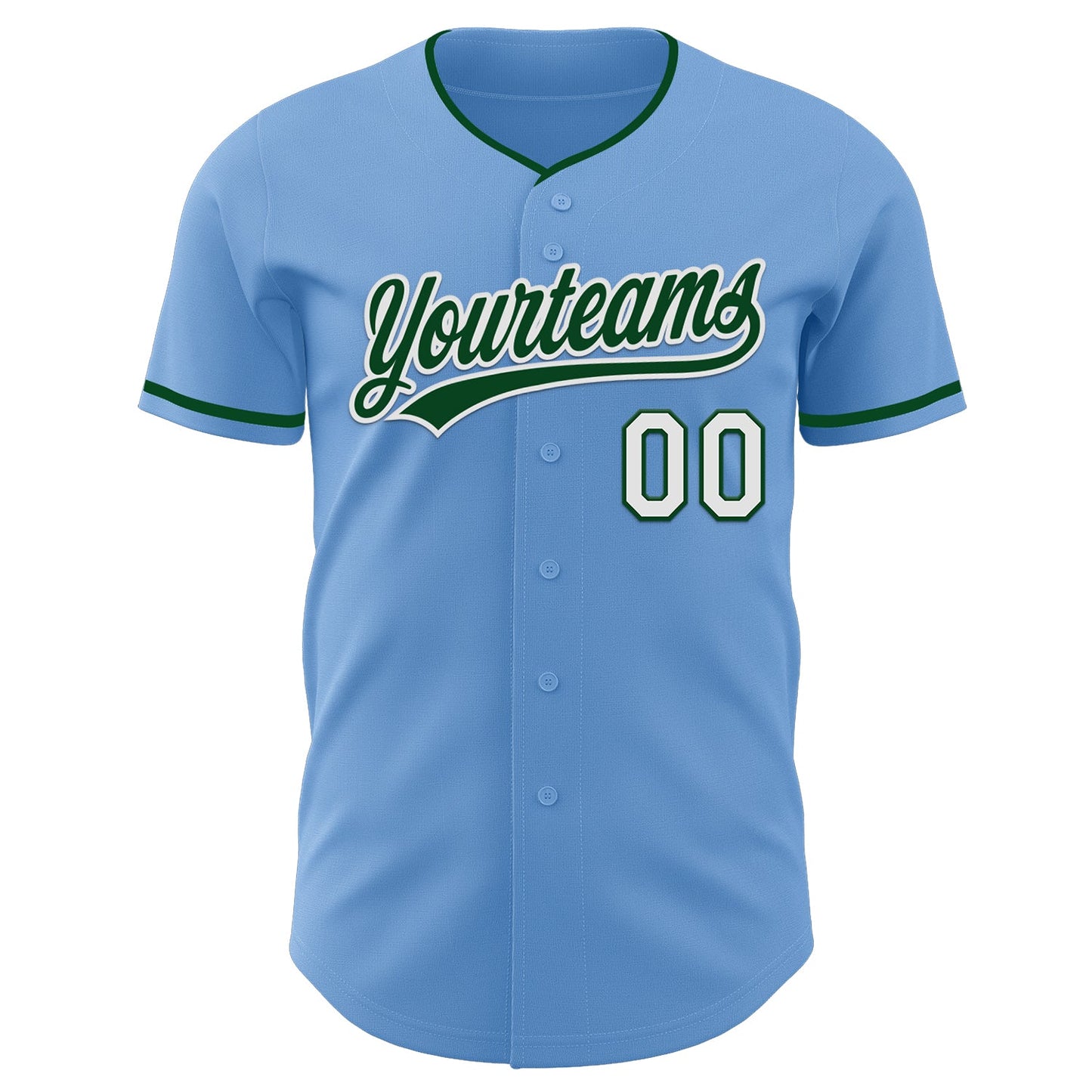 Custom Light Blue Green-White Authentic Baseball Jersey