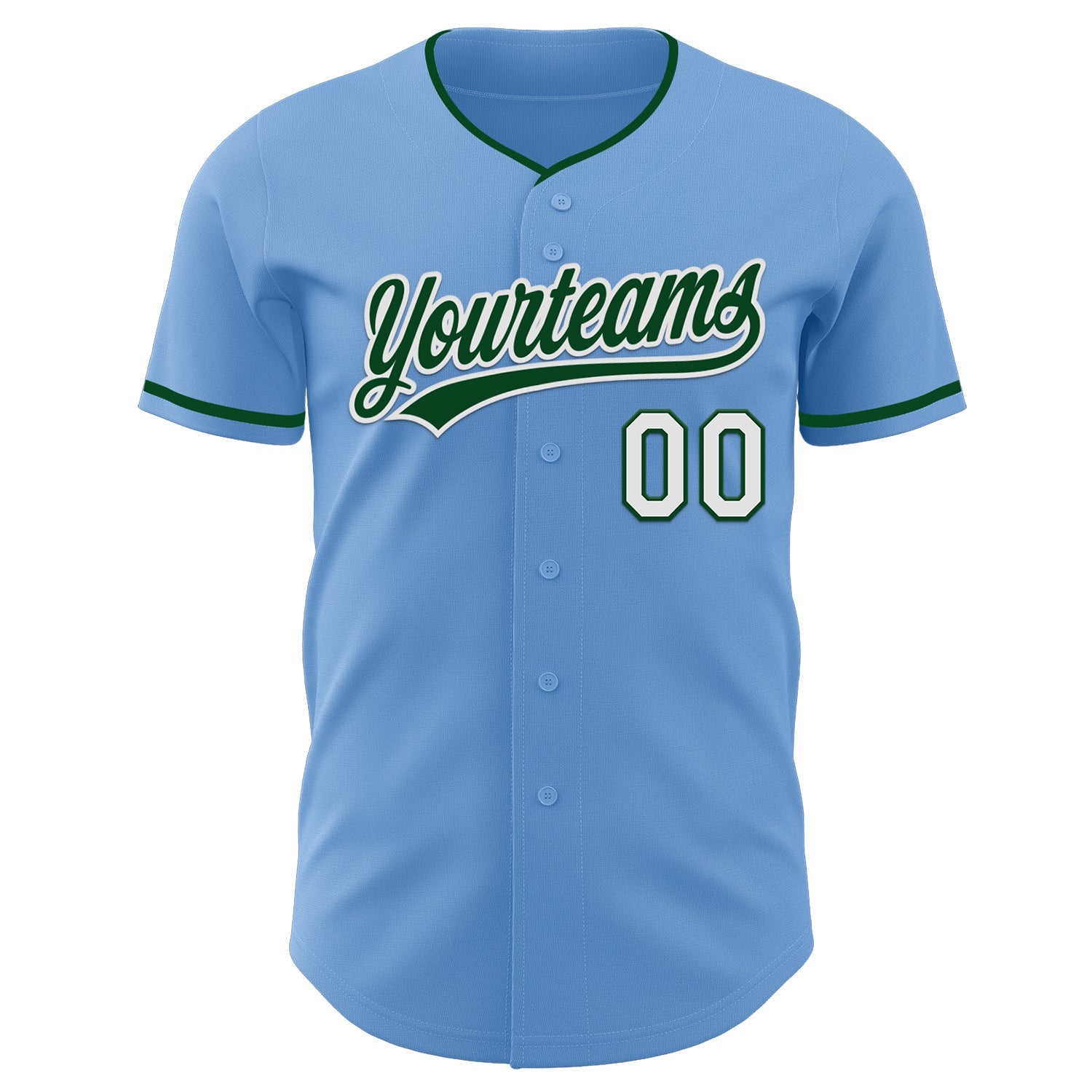 Custom Light Blue Green-White Authentic Baseball Jersey