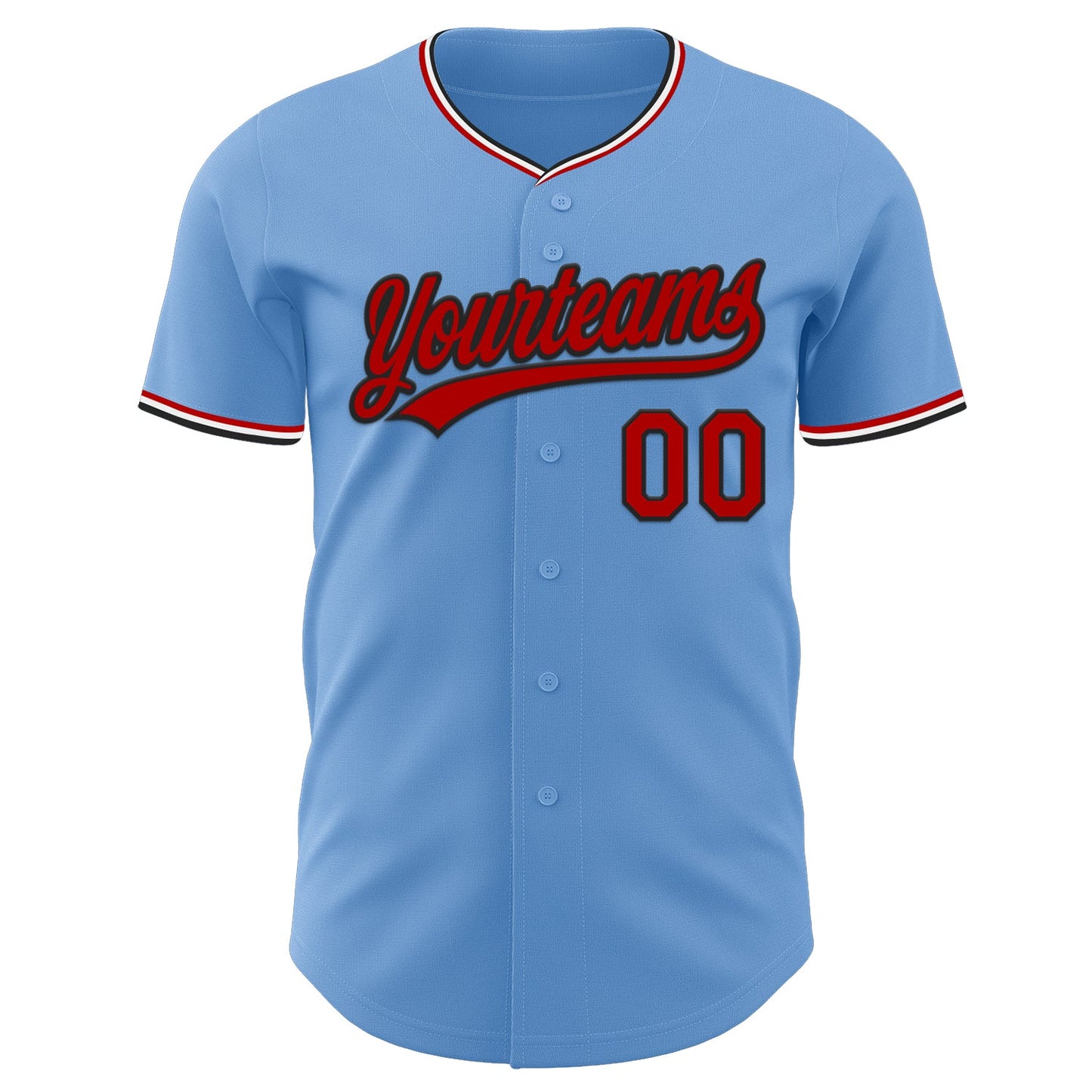 Custom Light Blue Red Black-White Authentic Baseball Jersey