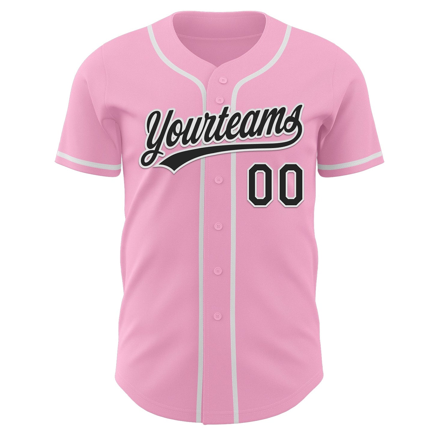 Custom Light Pink Black-White Authentic Baseball Jersey