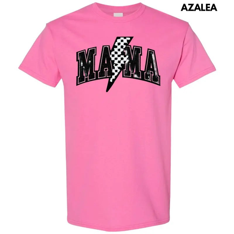 Lightning Mama Black Sequin Patch Gildan Short Sleeve T-Shirt Hoodie, Sweatshirt | WearSparks.com