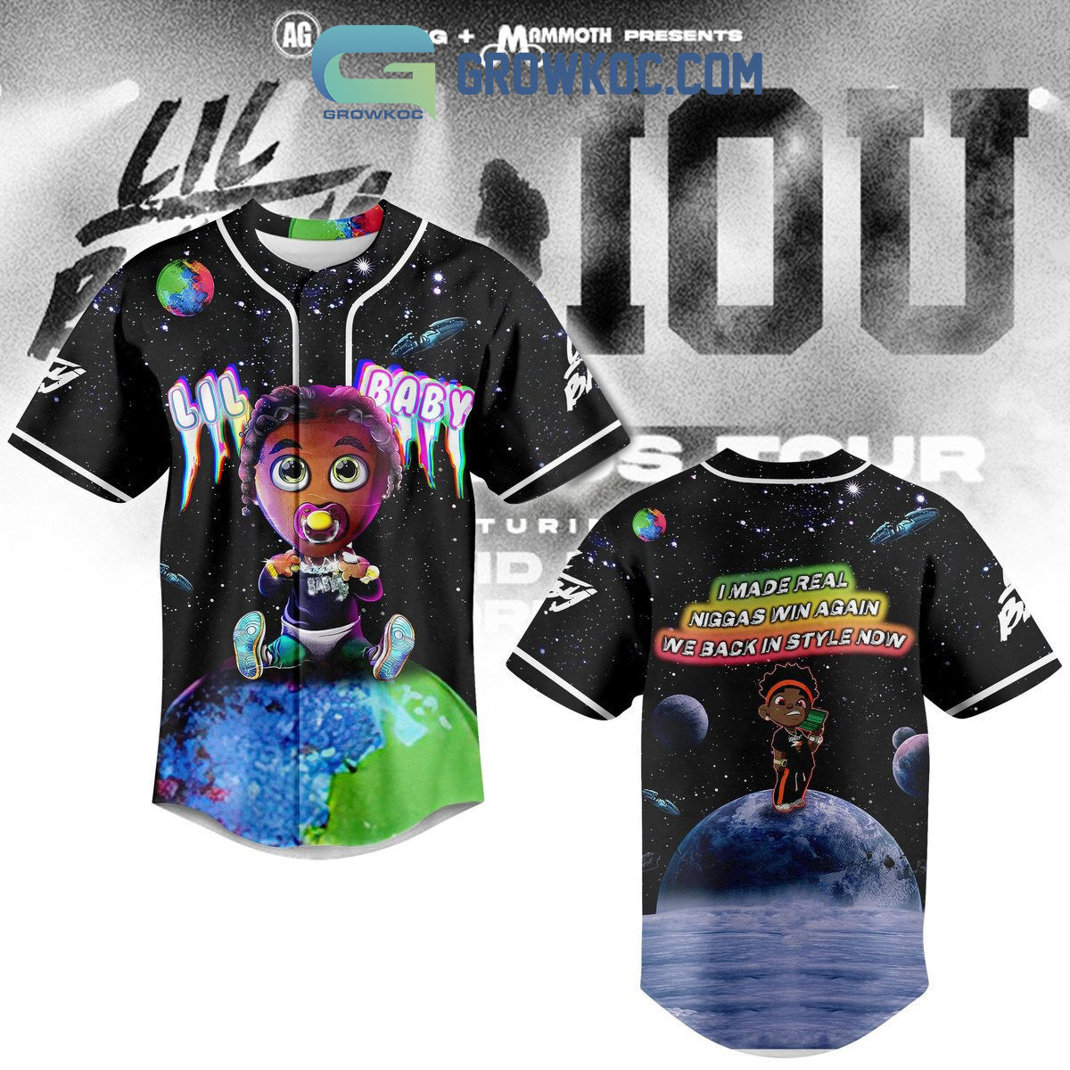 Lil Baby IOU Tour I Made Real Niggas Win Again Baseball Jersey