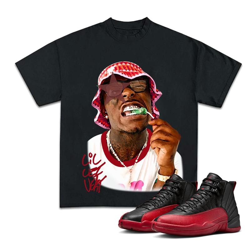 Lil Uzzi Vert Star Match 12 Flu Game Sneakers, Unisex Fitted Graphic Tee, Y2K Cotton T-shirt with a Bold Streetwear Look...