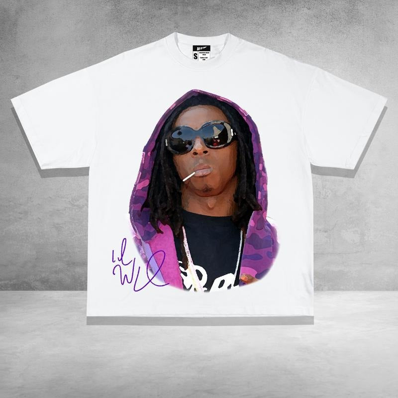Lil Weezy Purple Rap Tee Big Face Streetwear Summer Casual Top Womenswear Hoodie, Sweatshirt | WearSparks.com