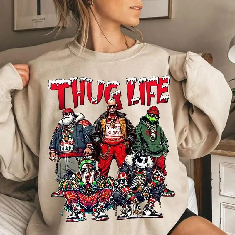 Limited Thug Life Christmas Family Crewneck Sweatshirt for men and women T-Shirts, Hoodie | WearSparks.com